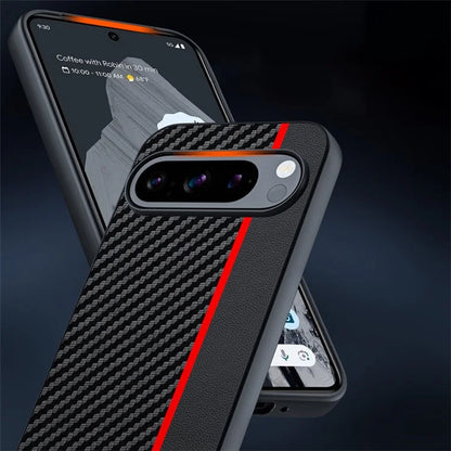For Google Pixel 9 Pro / Pixel 9 Case Carbon Fiber Texture Thin PU Leather Back Cover