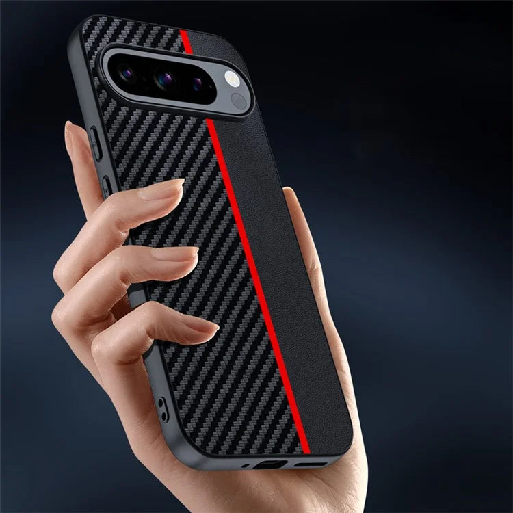 For Google Pixel 9 Pro / Pixel 9 Case Carbon Fiber Texture Thin PU Leather Back Cover