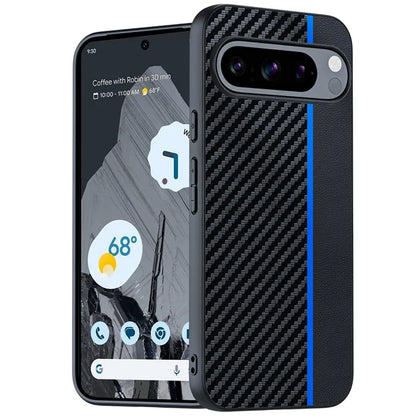For Google Pixel 9 Pro / Pixel 9 Case Carbon Fiber Texture Thin PU Leather Back Cover