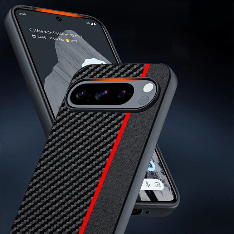 For Google Pixel 9 Pro / Pixel 9 Case Carbon Fiber Texture Thin PU Leather Back Cover