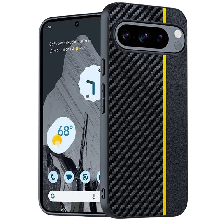 For Google Pixel 9 Pro / Pixel 9 Case Carbon Fiber Texture Thin PU Leather Back Cover