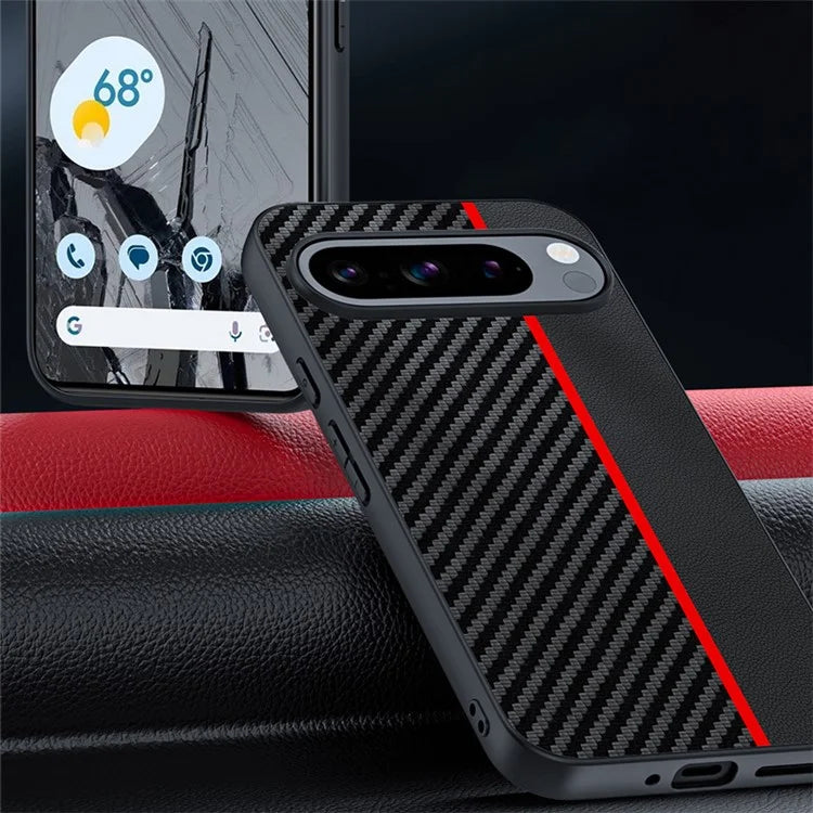 For Google Pixel 9 Pro / Pixel 9 Case Carbon Fiber Texture Thin PU Leather Back Cover
