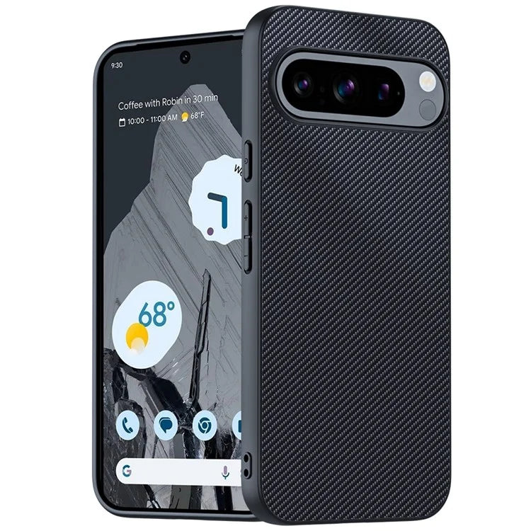 For Google Pixel 9 Pro / Pixel 9 Case Carbon Fiber Texture Thin PU Leather Back Cover
