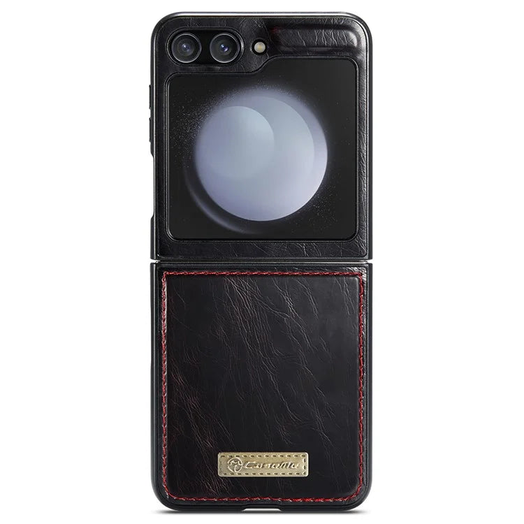 CASEME 003 Series For Samsung Galaxy Z Flip5 5G Case Leather Phone Cover Oil Wax Crazy Horse Texture