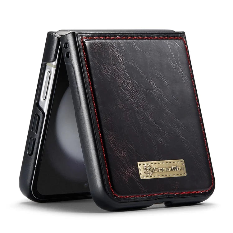 CASEME 003 Series For Samsung Galaxy Z Flip5 5G Case Leather Phone Cover Oil Wax Crazy Horse Texture