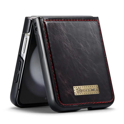 CASEME 003 Series For Samsung Galaxy Z Flip5 5G Case Leather Phone Cover Oil Wax Crazy Horse Texture