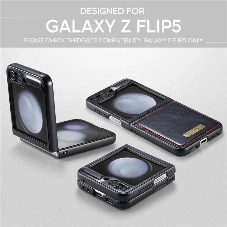 CASEME 003 Series For Samsung Galaxy Z Flip5 5G Case Leather Phone Cover Oil Wax Crazy Horse Texture
