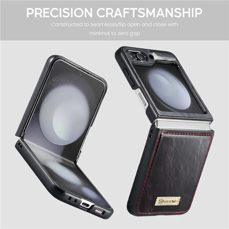 CASEME 003 Series For Samsung Galaxy Z Flip5 5G Case Leather Phone Cover Oil Wax Crazy Horse Texture