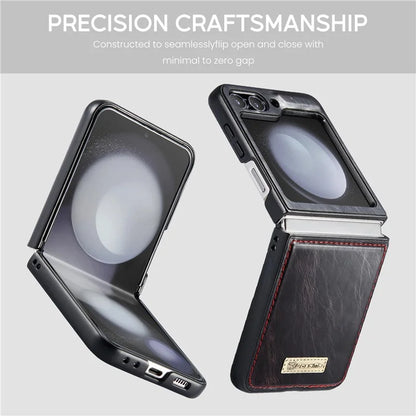 CASEME 003 Series For Samsung Galaxy Z Flip5 5G Case Leather Phone Cover Oil Wax Crazy Horse Texture