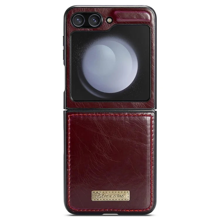 CASEME 003 Series For Samsung Galaxy Z Flip5 5G Case Leather Phone Cover Oil Wax Crazy Horse Texture