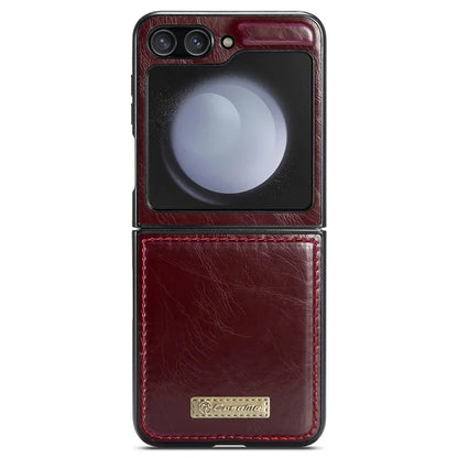CASEME 003 Series For Samsung Galaxy Z Flip5 5G Case Leather Phone Cover Oil Wax Crazy Horse Texture