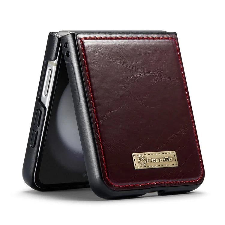 CASEME 003 Series For Samsung Galaxy Z Flip5 5G Case Leather Phone Cover Oil Wax Crazy Horse Texture