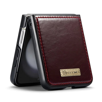 CASEME 003 Series For Samsung Galaxy Z Flip5 5G Case Leather Phone Cover Oil Wax Crazy Horse Texture