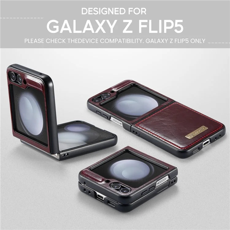 CASEME 003 Series For Samsung Galaxy Z Flip5 5G Case Leather Phone Cover Oil Wax Crazy Horse Texture