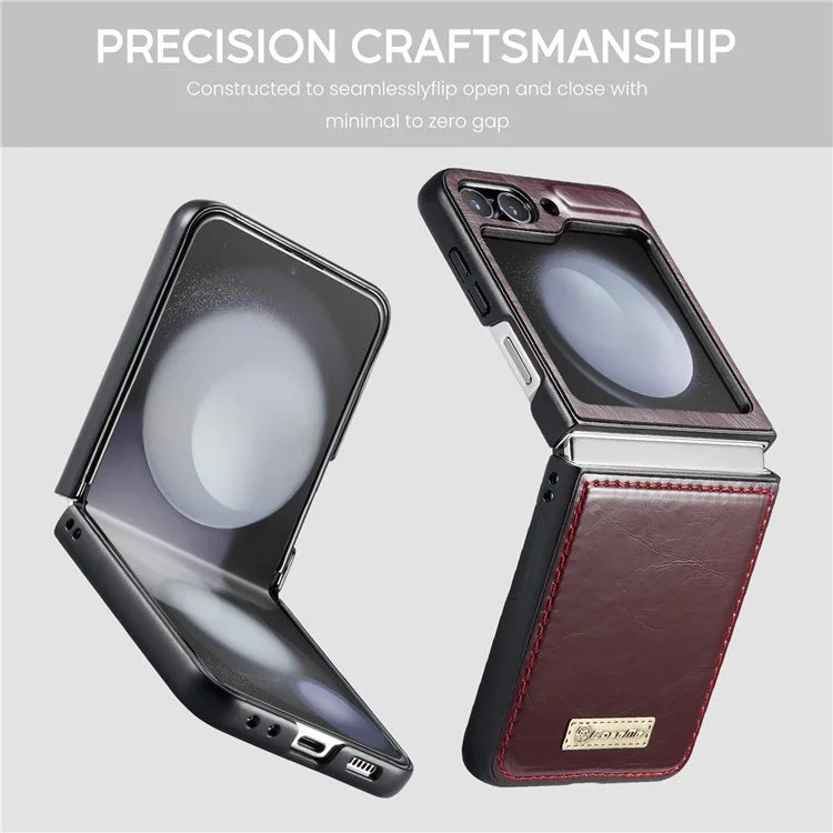 CASEME 003 Series For Samsung Galaxy Z Flip5 5G Case Leather Phone Cover Oil Wax Crazy Horse Texture