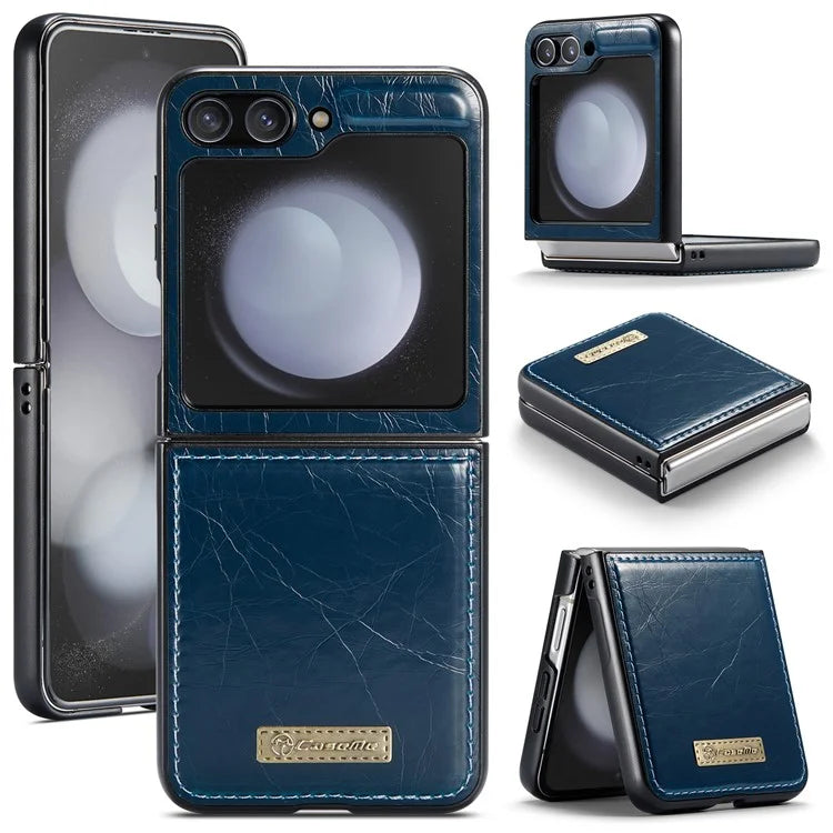 CASEME 003 Series For Samsung Galaxy Z Flip5 5G Case Leather Phone Cover Oil Wax Crazy Horse Texture
