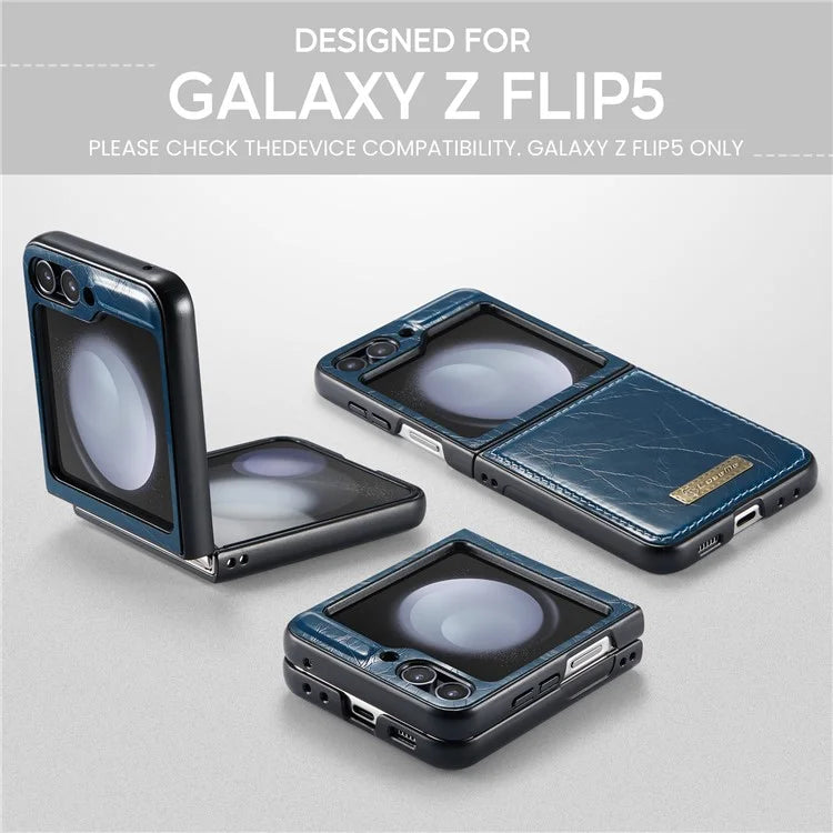 CASEME 003 Series For Samsung Galaxy Z Flip5 5G Case Leather Phone Cover Oil Wax Crazy Horse Texture