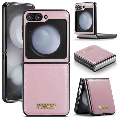 CASEME 003 Series For Samsung Galaxy Z Flip5 5G Case Leather Phone Cover Oil Wax Crazy Horse Texture