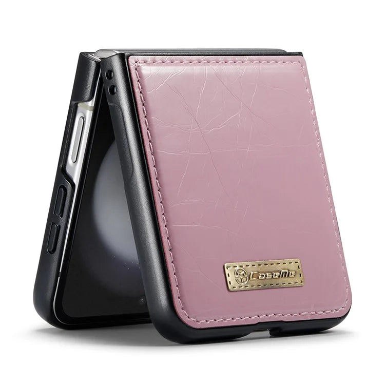 CASEME 003 Series For Samsung Galaxy Z Flip5 5G Case Leather Phone Cover Oil Wax Crazy Horse Texture