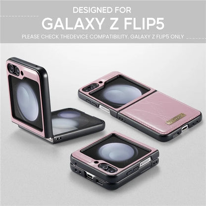 CASEME 003 Series For Samsung Galaxy Z Flip5 5G Case Leather Phone Cover Oil Wax Crazy Horse Texture