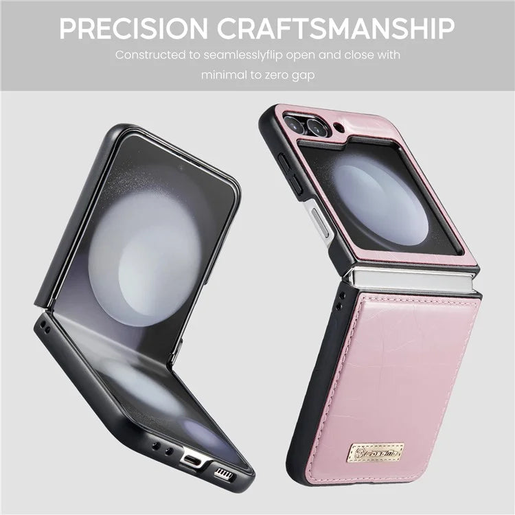 CASEME 003 Series For Samsung Galaxy Z Flip5 5G Case Leather Phone Cover Oil Wax Crazy Horse Texture