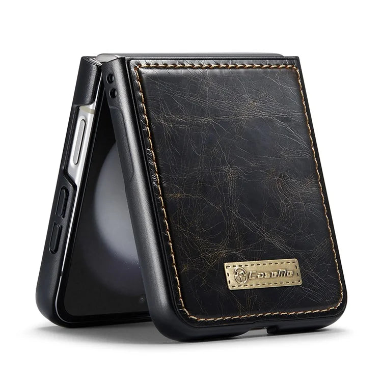 CASEME 003 Series For Samsung Galaxy Z Flip5 5G Case Leather Phone Cover Oil Wax Crazy Horse Texture
