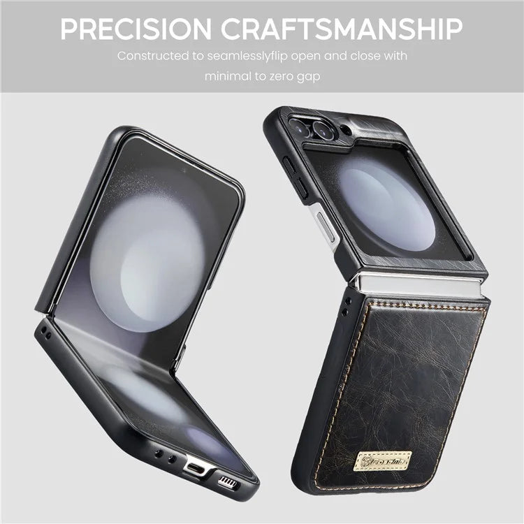 CASEME 003 Series For Samsung Galaxy Z Flip5 5G Case Leather Phone Cover Oil Wax Crazy Horse Texture