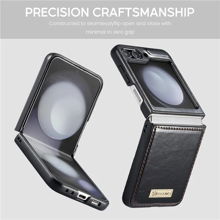 CASEME 003 Series For Samsung Galaxy Z Flip5 5G Case Leather Phone Cover Oil Wax Crazy Horse Texture