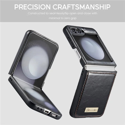 CASEME 003 Series For Samsung Galaxy Z Flip5 5G Case Leather Phone Cover Oil Wax Crazy Horse Texture