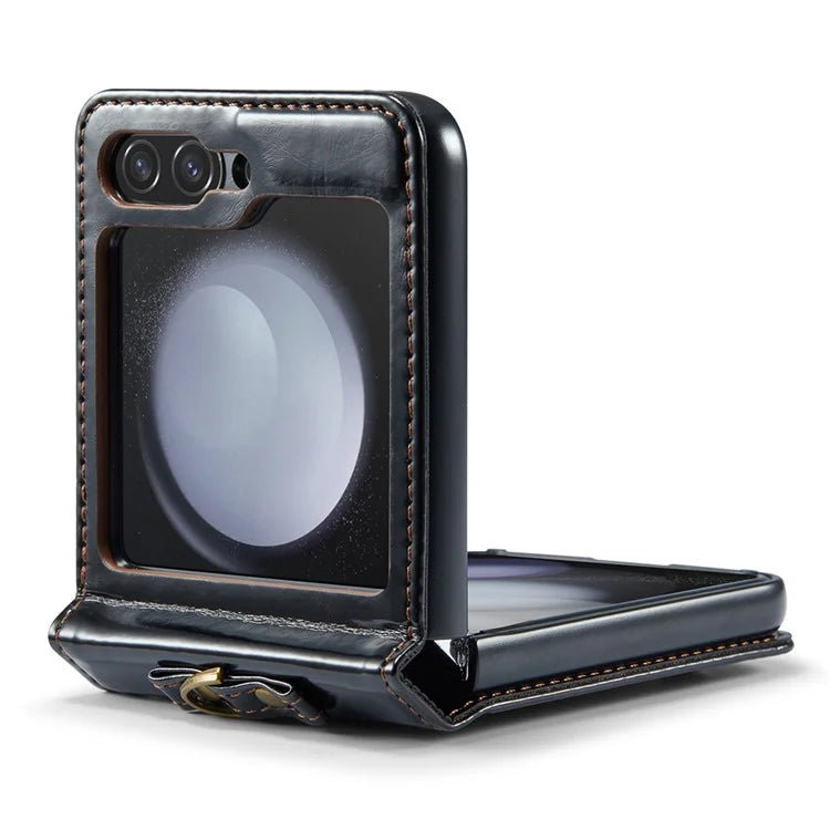 CASEME 003 Series For Samsung Galaxy Z Flip5 5G Case Leather Phone Cover Ring Kickstand
