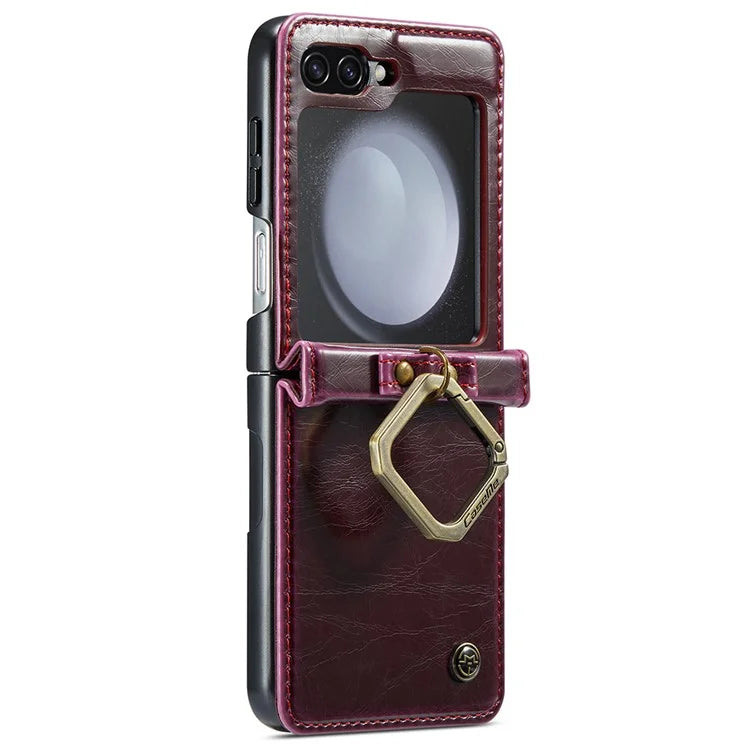 CASEME 003 Series For Samsung Galaxy Z Flip5 5G Case Leather Phone Cover Ring Kickstand