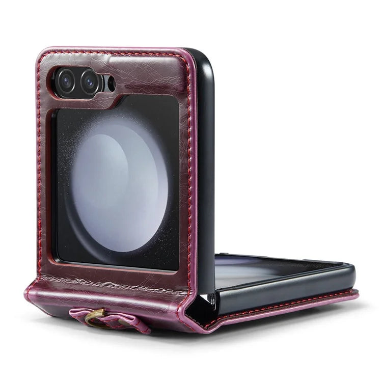 CASEME 003 Series For Samsung Galaxy Z Flip5 5G Case Leather Phone Cover Ring Kickstand