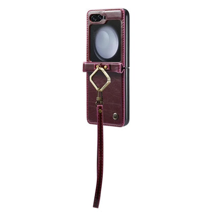 CASEME 003 Series For Samsung Galaxy Z Flip5 5G Case Leather Phone Cover Ring Kickstand