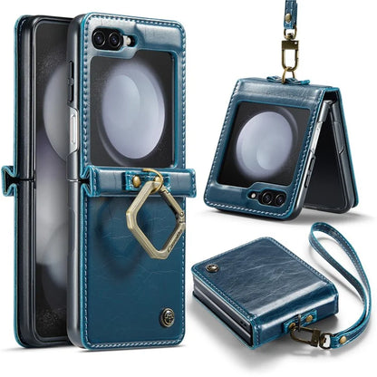 CASEME 003 Series For Samsung Galaxy Z Flip5 5G Case Leather Phone Cover Ring Kickstand