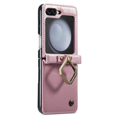 CASEME 003 Series For Samsung Galaxy Z Flip5 5G Case Leather Phone Cover Ring Kickstand