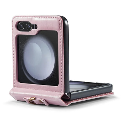 CASEME 003 Series For Samsung Galaxy Z Flip5 5G Case Leather Phone Cover Ring Kickstand