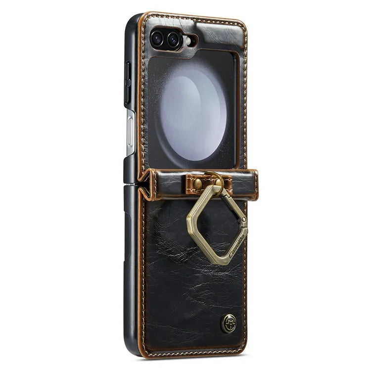 CASEME 003 Series For Samsung Galaxy Z Flip5 5G Case Leather Phone Cover Ring Kickstand