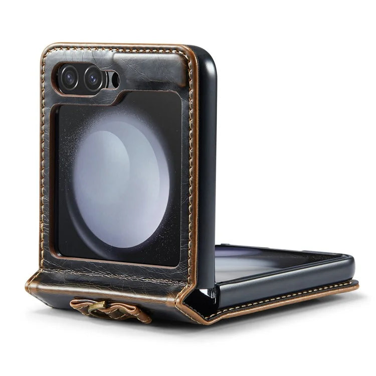 CASEME 003 Series For Samsung Galaxy Z Flip5 5G Case Leather Phone Cover Ring Kickstand