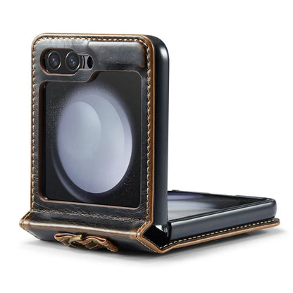 CASEME 003 Series For Samsung Galaxy Z Flip5 5G Case Leather Phone Cover Ring Kickstand