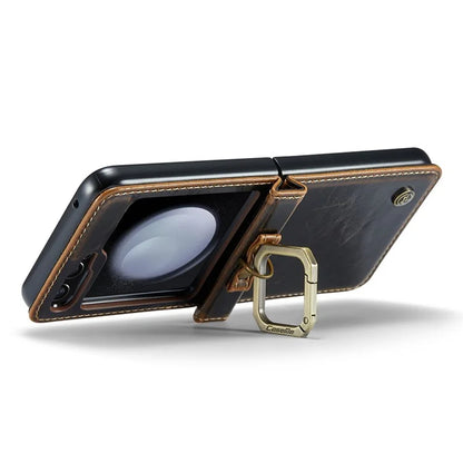 CASEME 003 Series For Samsung Galaxy Z Flip5 5G Case Leather Phone Cover Ring Kickstand