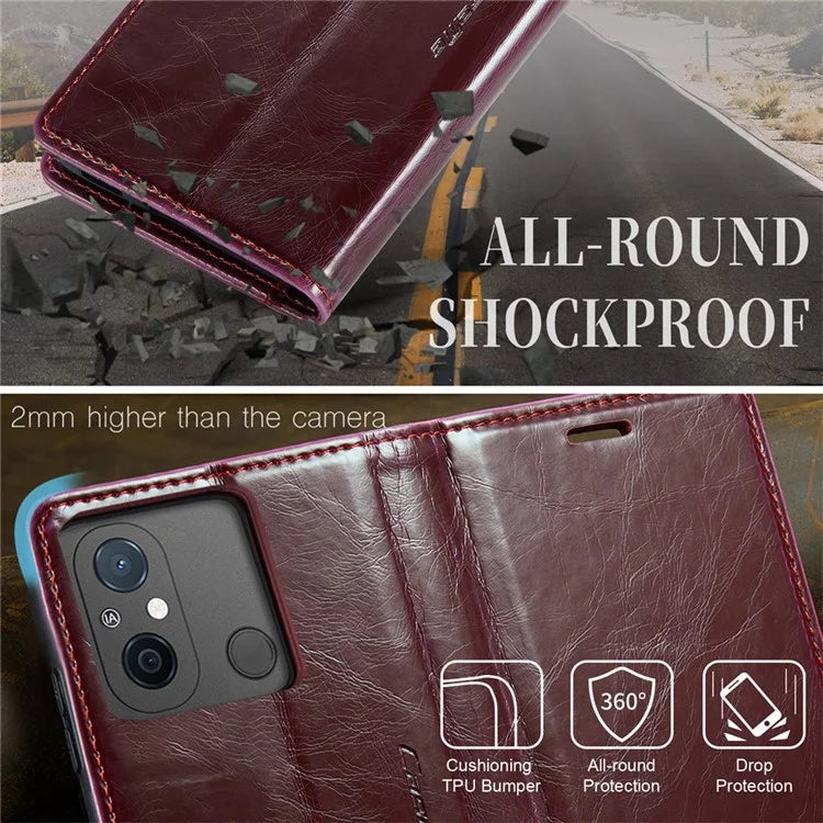 CASEME 003 Series For Xiaomi Redmi 12C 4G / Redmi 11A 4G Case Leather Stand Phone Cover