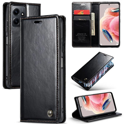 CASEME 003 Series For Xiaomi Redmi Note 12 4G Case Crazy Horse Texture Leather Phone Cover