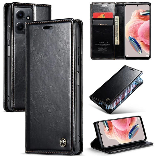 CASEME 003 Series For Xiaomi Redmi Note 12 4G Case Crazy Horse Texture Leather Phone Cover