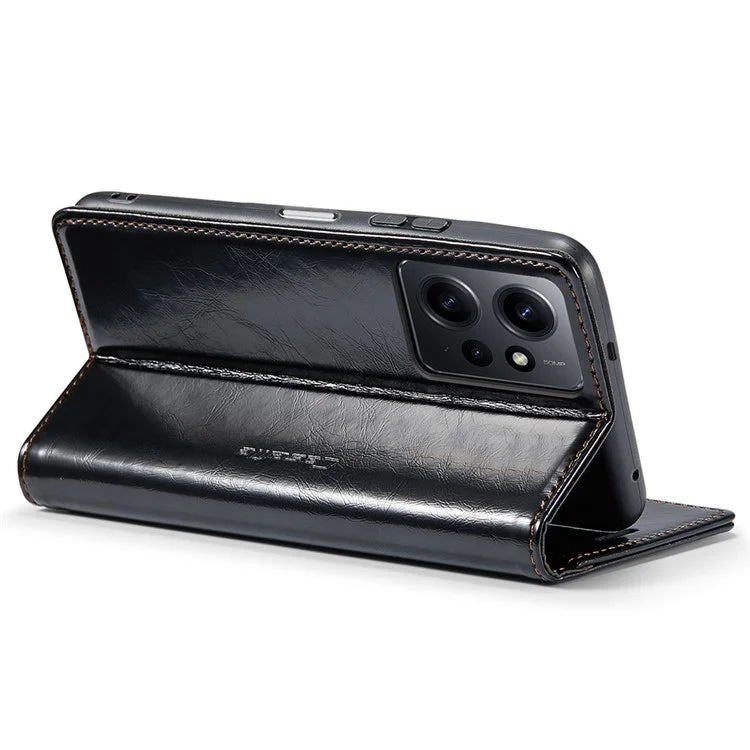 CASEME 003 Series For Xiaomi Redmi Note 12 4G Case Crazy Horse Texture Leather Phone Cover
