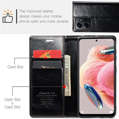 CASEME 003 Series For Xiaomi Redmi Note 12 4G Case Crazy Horse Texture Leather Phone Cover