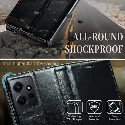 CASEME 003 Series For Xiaomi Redmi Note 12 4G Case Crazy Horse Texture Leather Phone Cover