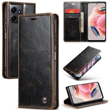 CASEME 003 Series For Xiaomi Redmi Note 12 4G Case Crazy Horse Texture Leather Phone Cover