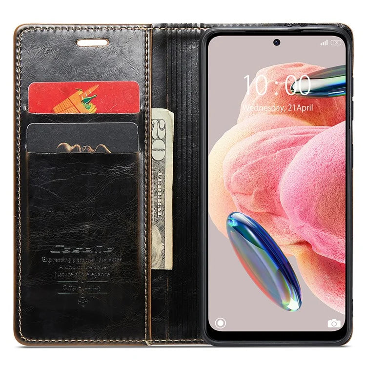 CASEME 003 Series For Xiaomi Redmi Note 12 4G Case Crazy Horse Texture Leather Phone Cover