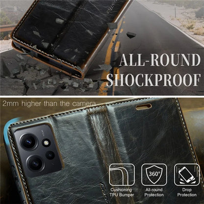 CASEME 003 Series For Xiaomi Redmi Note 12 4G Case Crazy Horse Texture Leather Phone Cover