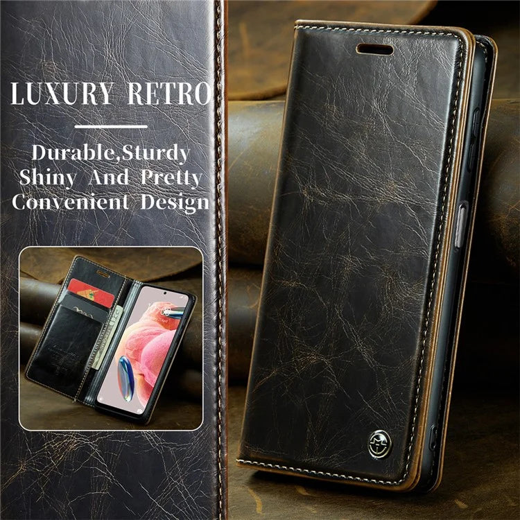 CASEME 003 Series For Xiaomi Redmi Note 12 4G Case Crazy Horse Texture Leather Phone Cover
